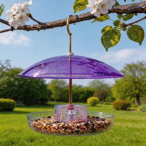 8" Mini Plastic Rain Cover for Bird Feeder, Purple Weather Guard Dome