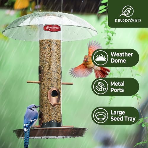 Kingsyard 6-Port Tube Bird Feeder for Outdoors Hanging