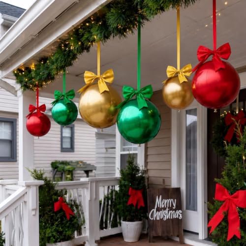 Jetec 16 Pcs Large Christmas Outdoor Ornaments Inflatable Christmas Balls