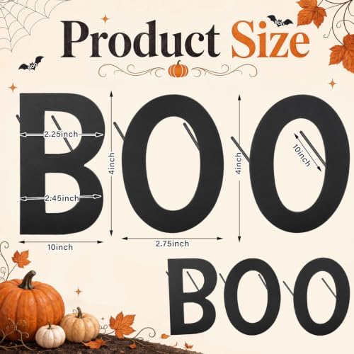 Halloween Metal Boo Pumpkin Stake Set, 4'' High Letters, Fall Porch Decor