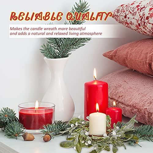 Waydress 5 Pcs Christmas Candle Ring Wreath 3 Inch,White