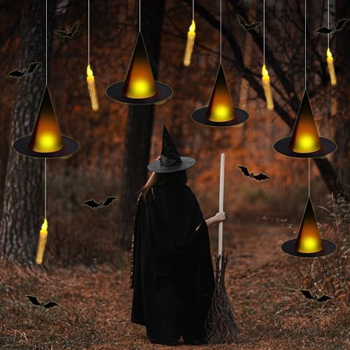 Fayoo 12 Pcs Floating Candles with Wand for Halloween Decor