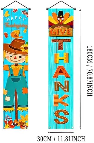 HOMETITUTE Give Thanks Porch Banner Set 12 x 71 Inch 2 Pack