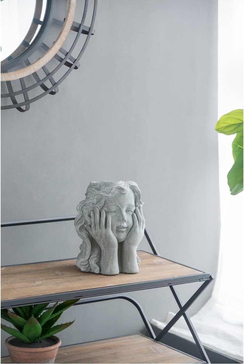 A&B Home Face Flower Pot Head Planter - Indoor Outdoor Cement Planter Flower Vase, Face Planter for Patio Garden Yard