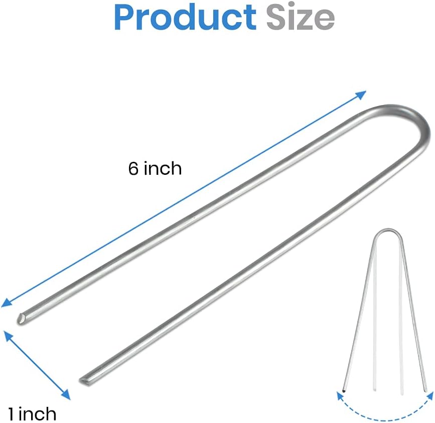 Landscape Staples 6 Inch Galvanized Garden Stakes 150 Pack,Garden Staples Heavy-Duty Sod Pins Anti-Rust Fence Stakes