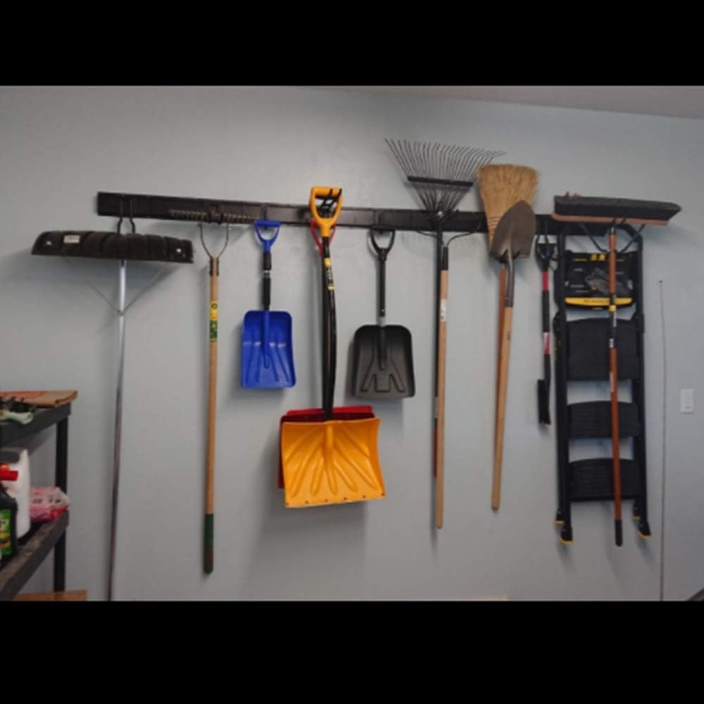 Tool Storage Rack, Garden Tool Organizer Wall Mount with 9 Hooks | 64 Inches Adjustable Garage Tool Organization Wall