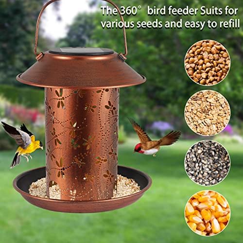 2 Pack Bird Feeders for Outdoors Dragonfly Solar Lanterns Waterproof