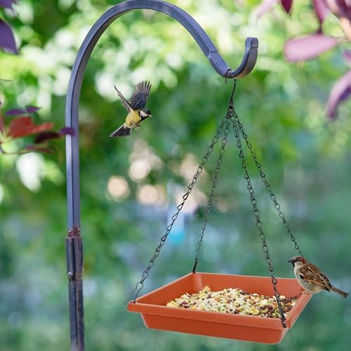Large Hanging Bird Feeder Tray, Platform Spacious Birds Feeder with Mesh Tray, Sturdy and Drainage Bird Feeder for Bluebirds Cardinals Goldfinches (12.5 inch, Red)