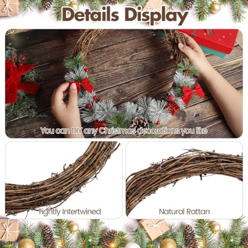 Ruisita 6 Pieces 12 Inch Grapevine Wreaths Vine Branch Wreath Natural Christmas Rattan Wreath Garland Decoration for Christmas Holiday Craft or Wedding Supplies