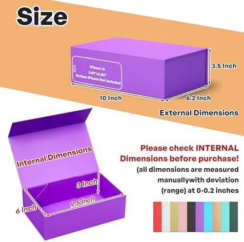 RYDDOY Purple Gift Box, 9.5x6x3'' Gift Boxes with Lids for Presents