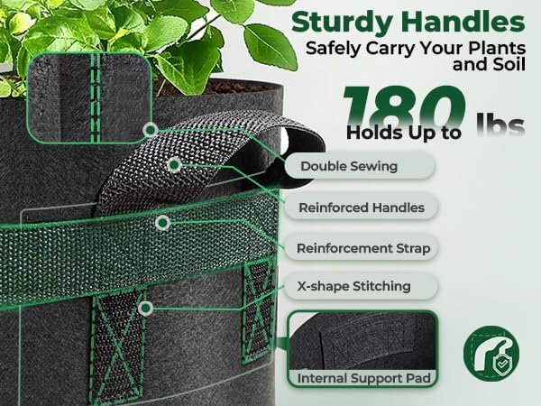 T4U Grow Bags 25 Gallon 5 Pack, Large Fabric Pots for Outdoor Plants Trees | Saplings shrubs planters, Heavy duty