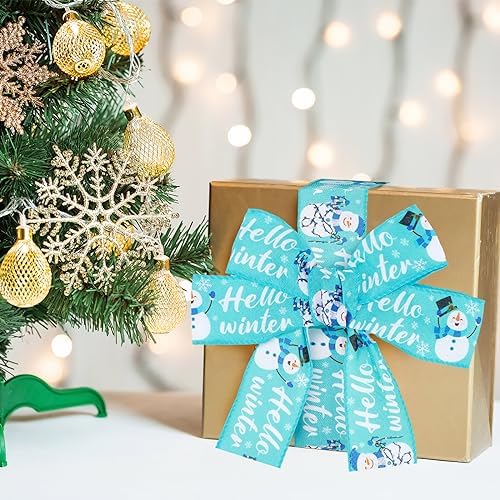 6 Rolls 30 Yards Christmas Wired Edge Ribbon Snowman Sowflake Ribbon