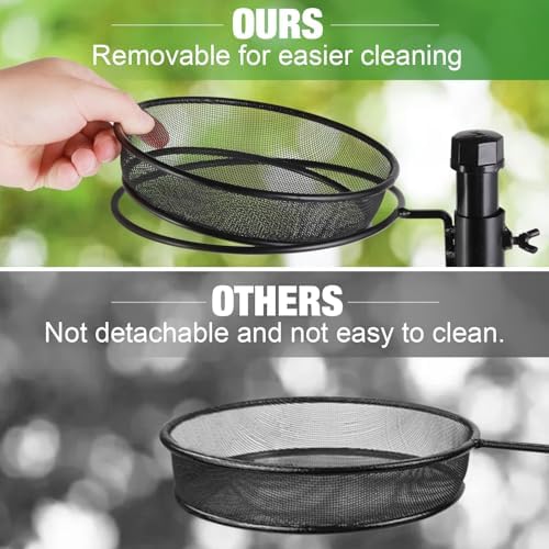 Urban Deco Wall Mounted Bird Feeder With Detachable Tray and 2 Water Bowls for Balcony, Yard, Fence, and Tree - Black