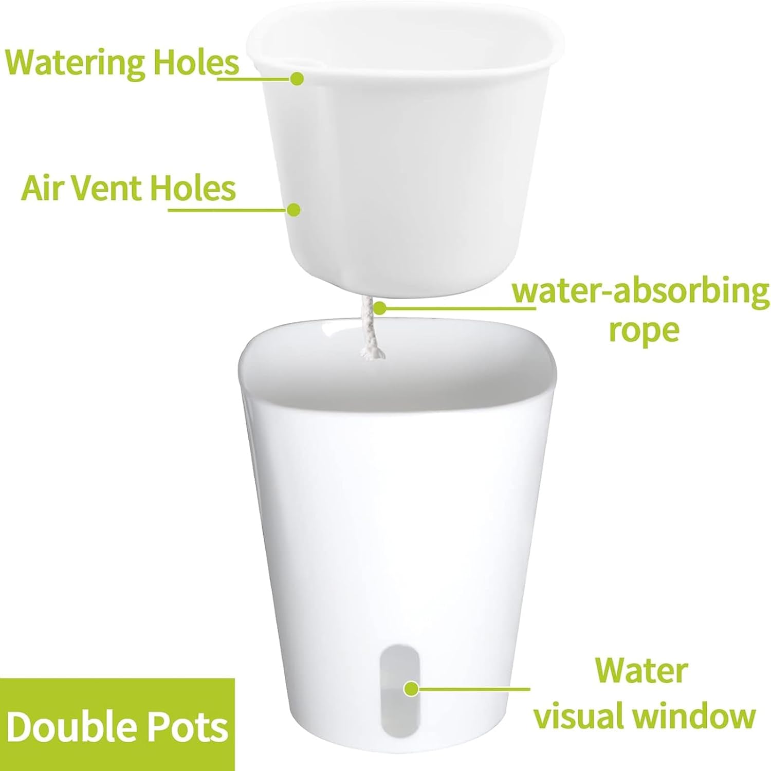 3" Self Watering Pots,20 Sets Self Watering Planter Pots for Indoor Plants with Water Level Indicator and Multiple