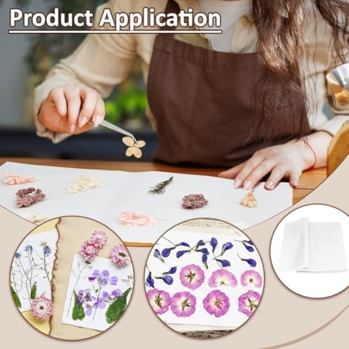 BENECREAT 100Pcs Flower Press Paper, Blotting Paper for Herbarium Craft, Large Blotter Paper for Herbarium and Flower Press, 16.5×23.6inch