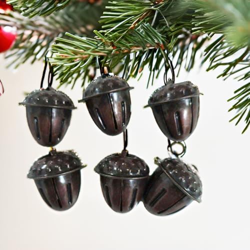 Maydahui 20 PCS Acorn Shaped Christmas Jingle Bells 1.2 Inches Red Bronze