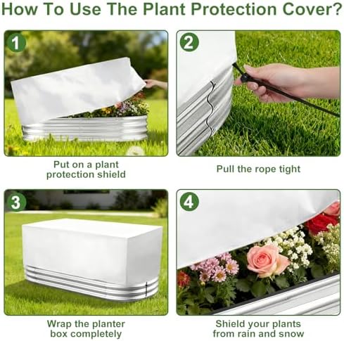 Plant Covers Freeze Protection, Rectangular Plant Cover for Winter, Frost Cloth Plant Freeze Protection for Outdoor Plants, Raised Garden Bed Cover,Winter Frost Blanket with Insulated Liner Drawstring