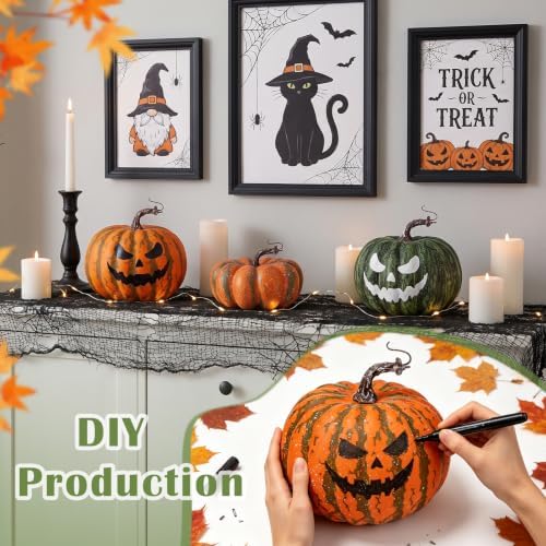 6.3in Green Artificial Pumpkin Lifelike Fake Foam Craft Pumpkins