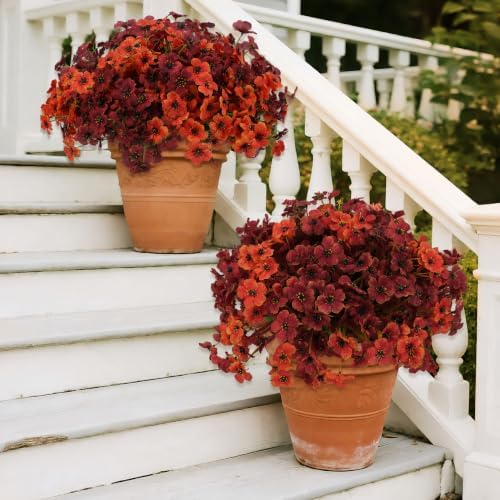 Geegoods Artificial Mum Flowers for Outdoors, 16 Bundles UV Resistant