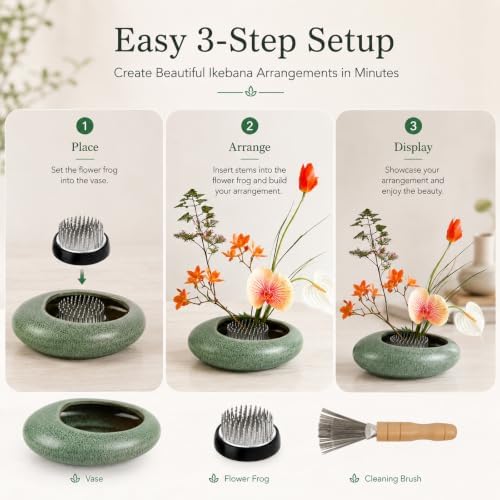 Ikebana Flower Frog Vase, Small Size Ceramic Water‑Drop Flower Pot