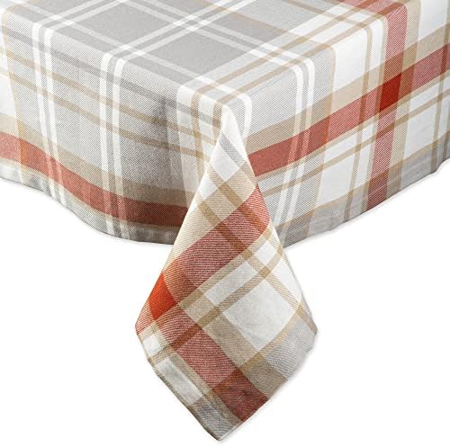DII Thankful Autumn Collection Fall Tabletop Decoration, Rectangle Tablecloth, 60x84, Cozy Picnic Plaid