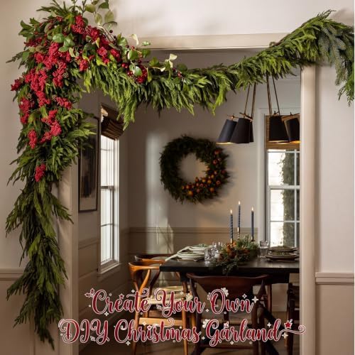 Wavwavw 12 Pcs Artificial Christmas Red Berries Norfolk Picks, 24.8" Stems