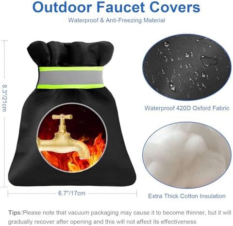 2Pack Outdoor Faucet Covers for Winter, 6.7" W x 8.3" H Hose Bib Covers