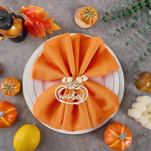6Pcs Fall Thanksgiving Pumpkin Napkin Rings for Thanksgiving Table Decor