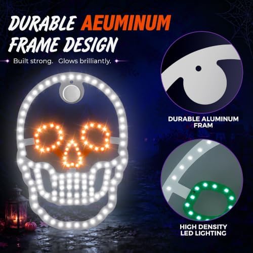 3-Pack 11" Halloween Classics Twinkling LED Skull Window Lights