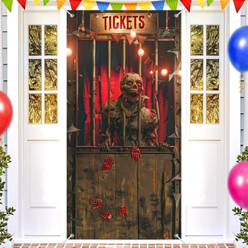 BlissYard Halloween Zombie Booth Door Cover 35x71 Inch Polyester