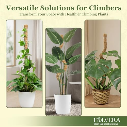 Bendable Moss Pole for Monstera – 2 Pack, 28 Inch Coco Coir Plant Support for Climbing Plants, Philodendron & Pothos, Flexible Aluminum Core for Indoor Plants with Plant Ties
