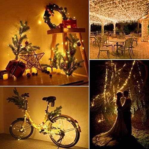 Lomotech Solar Fairy Lights Outdoor, 2 Pack Total 66ft 200 LED,Warm White