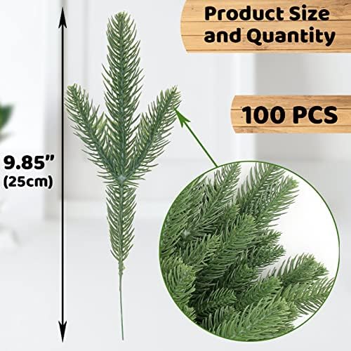 Hananona 100Pcs Artificial Pine Needles Branches, Christmas Evergreen Picks