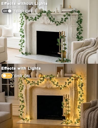 suddus 33FT Monstera Vines with Lights Battery & USB Powered Copper Wire