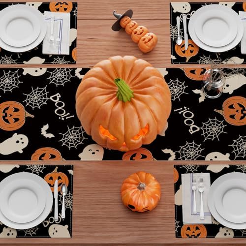 XCHI Halloween Ghost Pumpkin Table Runner for Table Decoration 13x36 Inch