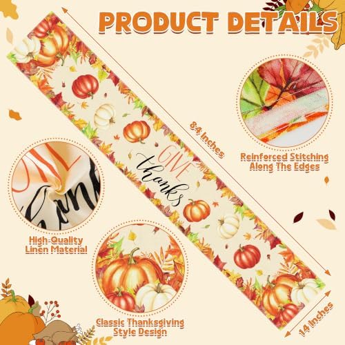 14 × 84 in Thanksgiving Table Runner, Thanksgiving Decorations for Table