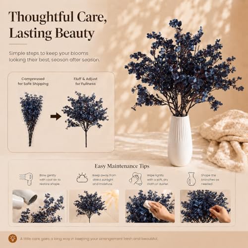 Mandy's 6 Bundles Artificial Dusty Blue Baby’s Breath Flowers