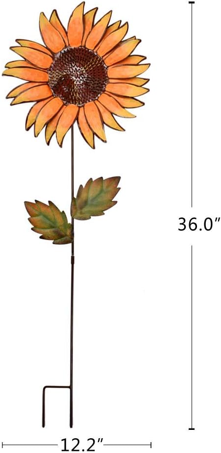 Sunflower Garden Stakes Decor Outdoor Spring Metal Flower Yard Signs Stake | Sunflowers Lawn Ornament Yard Art Garden