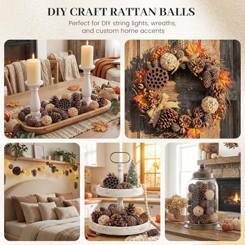 DomeStar 38 PCS Pine Cone Set for Bowl Centerpiece, Natural Bowl Fillers