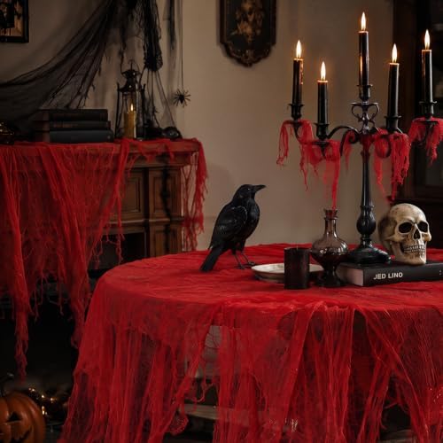 ZYP 410x80 in Halloween Creepy Cloth for Yard and Outdoor Decorations,Red