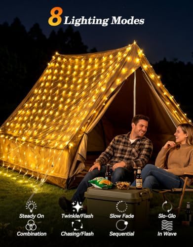 34.5x5FT Christmas Net Lights Outdoor Plug in with 8 Modes