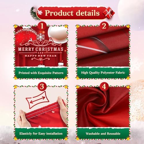 Merry Christmas and Happy New Year Door Cover, Elastic Xmas Front Door Sleeve Christmas Ball Photography Background Banner Holiday Decor(Style 8)