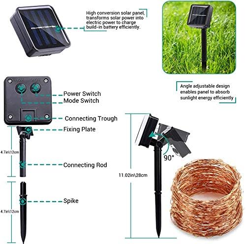 Lomotech Solar Fairy Lights Outdoor, 2 Pack Total 66ft 200 LED,Blue