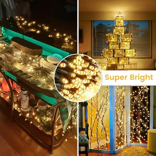 Connectable 42Ft 100LED Christmas String Lights Outdoor Indoor, Warm White