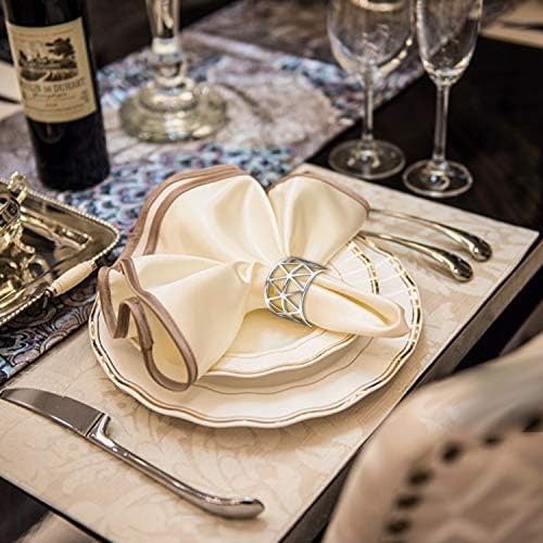KPOSIYA Thanksgiving Napkin Rings Set of 20, Fall Napkin Holders, Silver