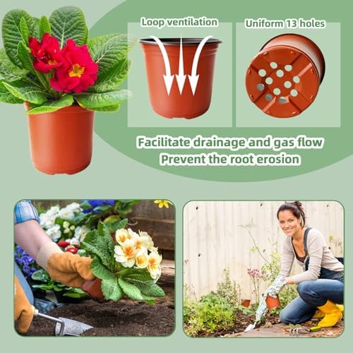 Baaxxango 100 Pcs Plant Nursery Pots,6 Inch Thicker Plastic Seedling Pots with Holes,Seed Starting Pot Flower Plant Container for Succulents,Seedlings,Cuttings,Transplanting