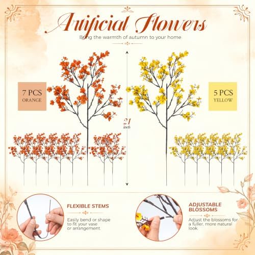 Der Rose 12 Stems Fall Babys Breath Artificial Flowers for Home Vase Decor