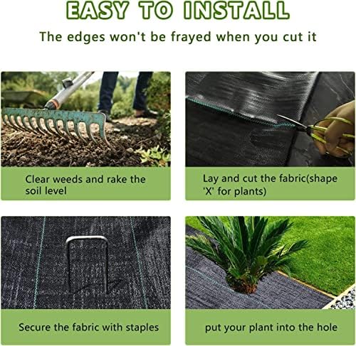 32inchx100ft Weed Barrier Landscape Fabric Heavy Duty, Weed Block Gardening Ground Cover Mat, Weed Control Garden Cloth, Woven Geotextile Fabric for Underlayment, Commercial Driveway Fabric