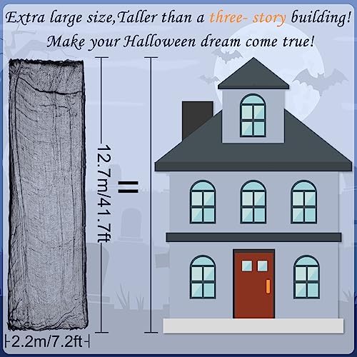Whaline Halloween Black Creepy Cloth 500 x 87 inch Spooky Gauze Cloth Halloween Decoration for Haunted Houses Window Backdrops Doorways Party Supplies