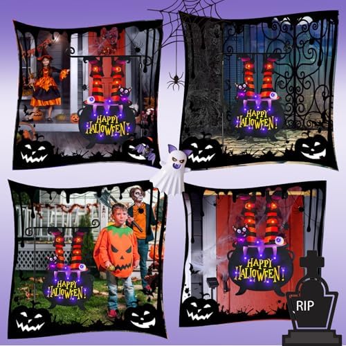 Halloween Lighted Garden Flag, Witch Feet Yard Decor, 12x18 in